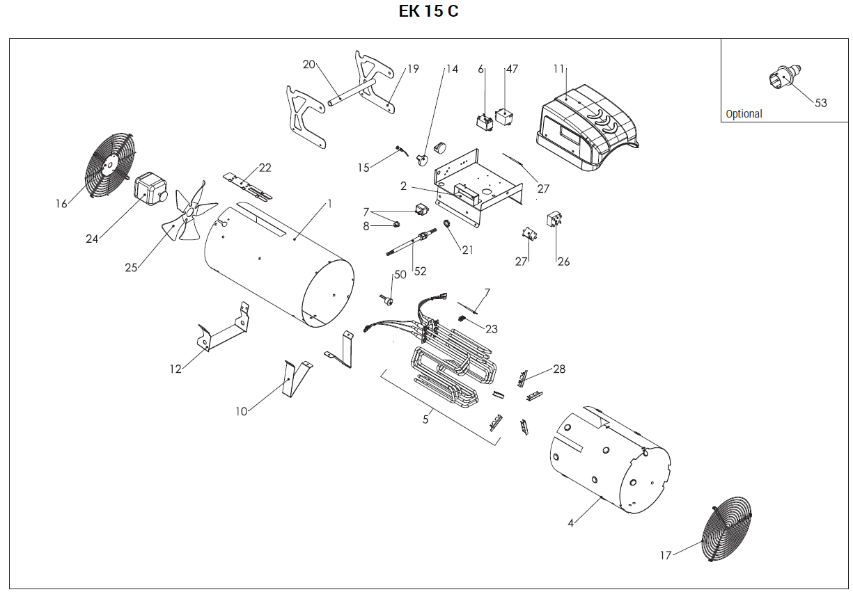 Turbo Elektroheizer Profi-Line EK 15 C, rund, mit Kabel und Stecker