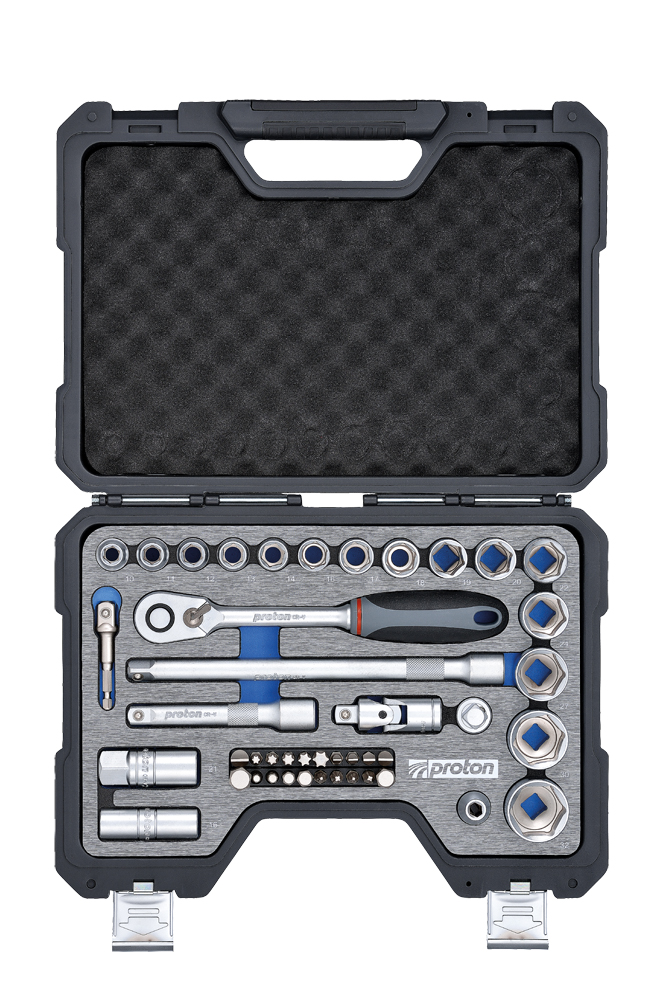 Steckschlüsselsatz Proton F-44M 1/2", 44-teilig, in Profi Qualität mit Schaumstoffeinlage und hochwertigem Koffer