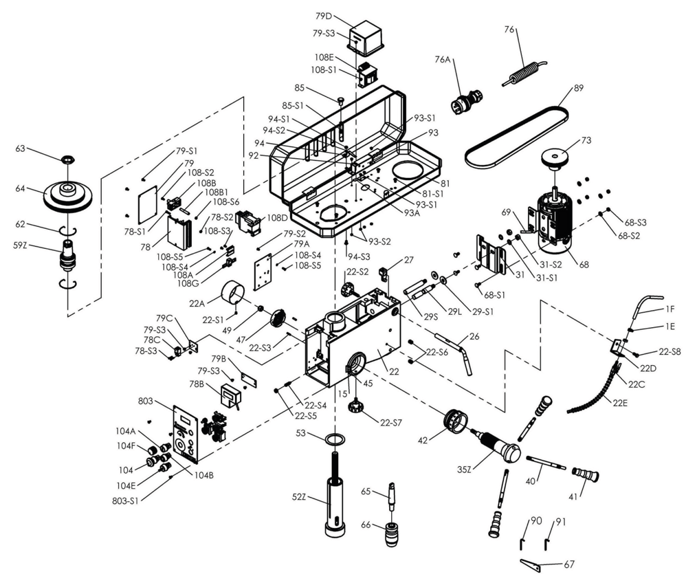 Säulenbohrmaschine Proton BMS-30 VT, LED-Arbeitsleuchte und Schnellspannbohrfutter 1 -16 mm