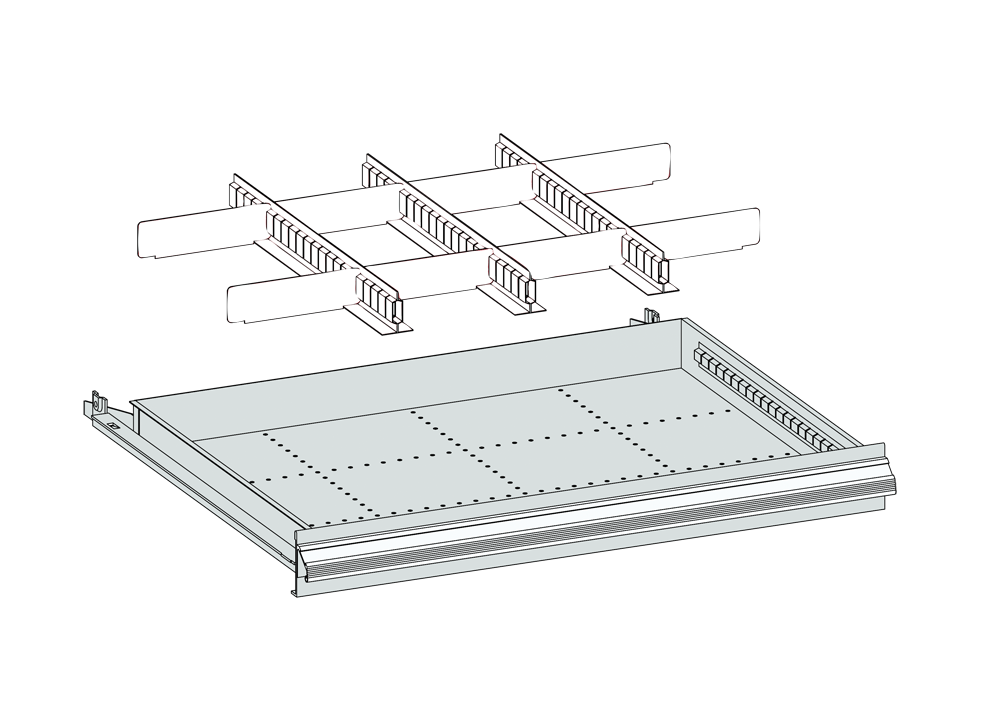 Einteilungsmaterial für Schubladen Metall, 460 x 450 x 300 mm