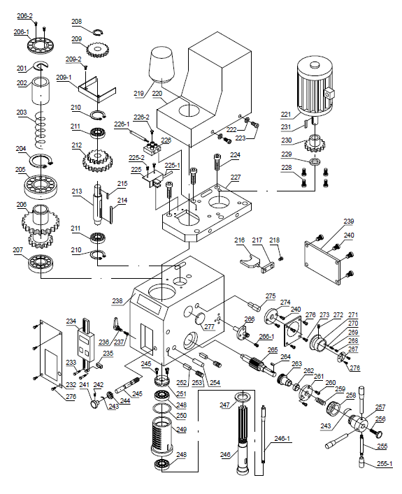 Bohrfräsmaschine Proton BF-20VM mit Standfuss