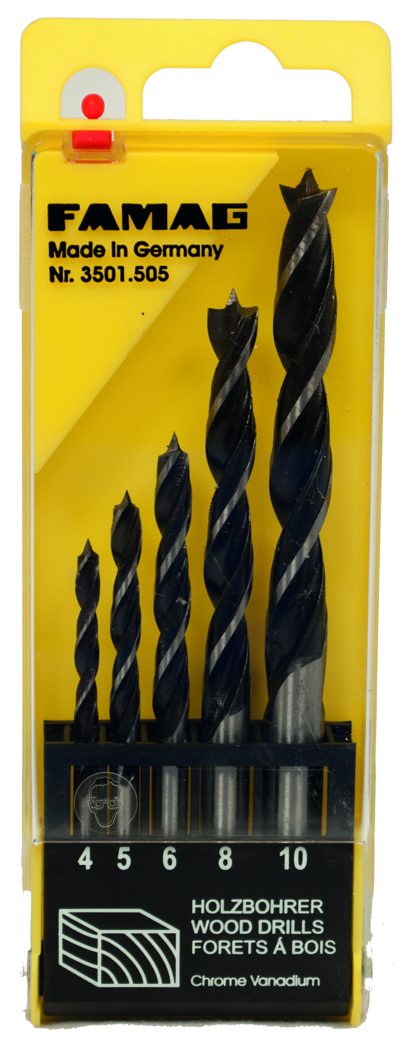 Maschinen-Holzspiralbohrersatz CV 5-tlg., in Kunststoffdose