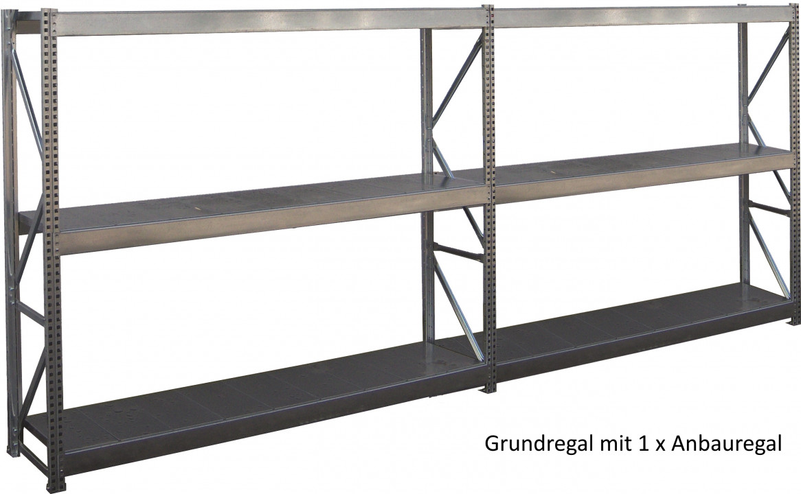 Grundregal WS 1950x1600x400 mm, mit 3 Trägerpaaren, à 750 kg