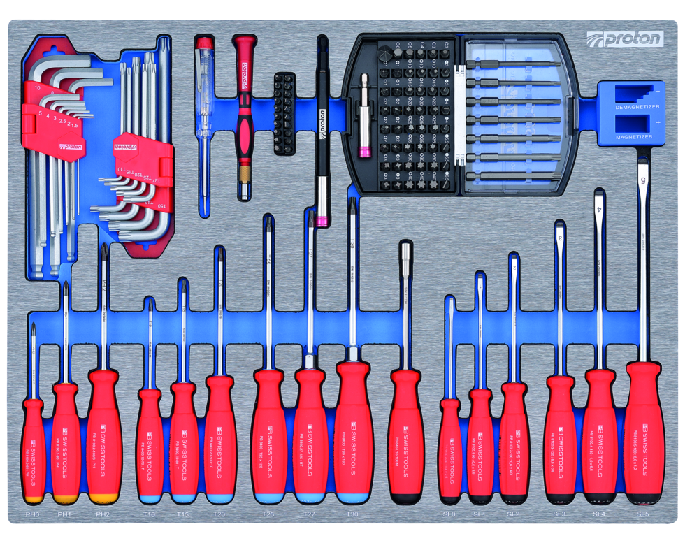 Werkzeugwagen Proton TT-202PB mit 7 Schubladen, 325-teilig mit PB-Schraubenzieher