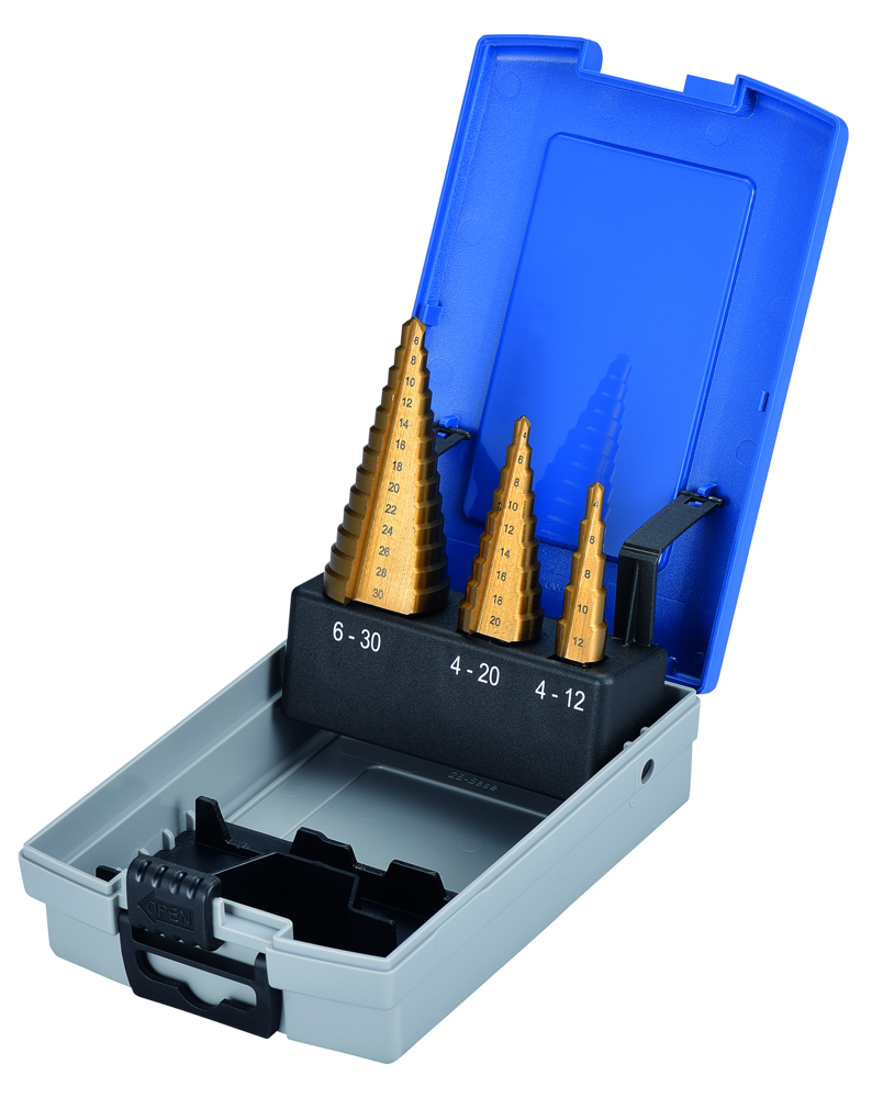 Bohrkassette Proton D-3 Mehrstufenbohrersatz HSS, TIN beschichtet 3-teilig 