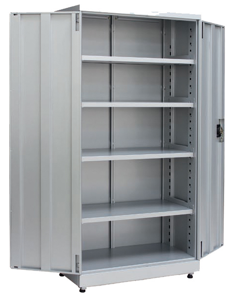 Flügeltürschrank 900x450x1800 mm, unmontiert mit Sicherheitsschloss und 4 Tablaren