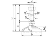 Gelenkfuss zu Schwerlast-Werkbank, Gesamtlänge 204 mm