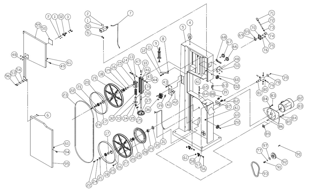 Holzbandsäge Proton HBS-430-2T, 1.5 kW, 400 V, Bandrad ø 430 mm