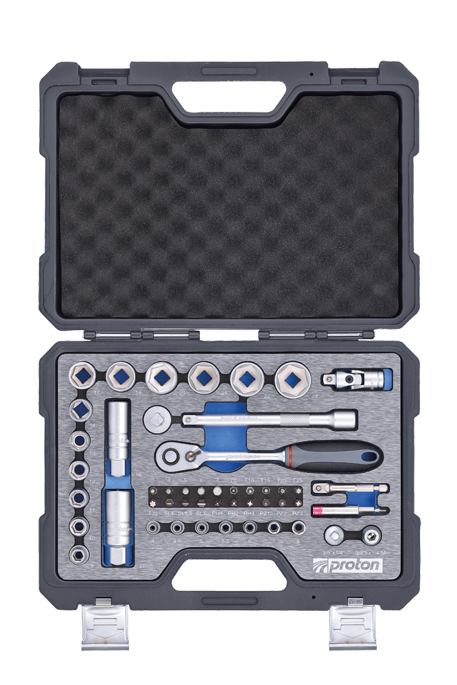 Steckschlüsselsatz Proton F-49M 3/8", 49-teilig, in Profi Qualität mit Schaumstoffeinlage und hochwertigem Koffer