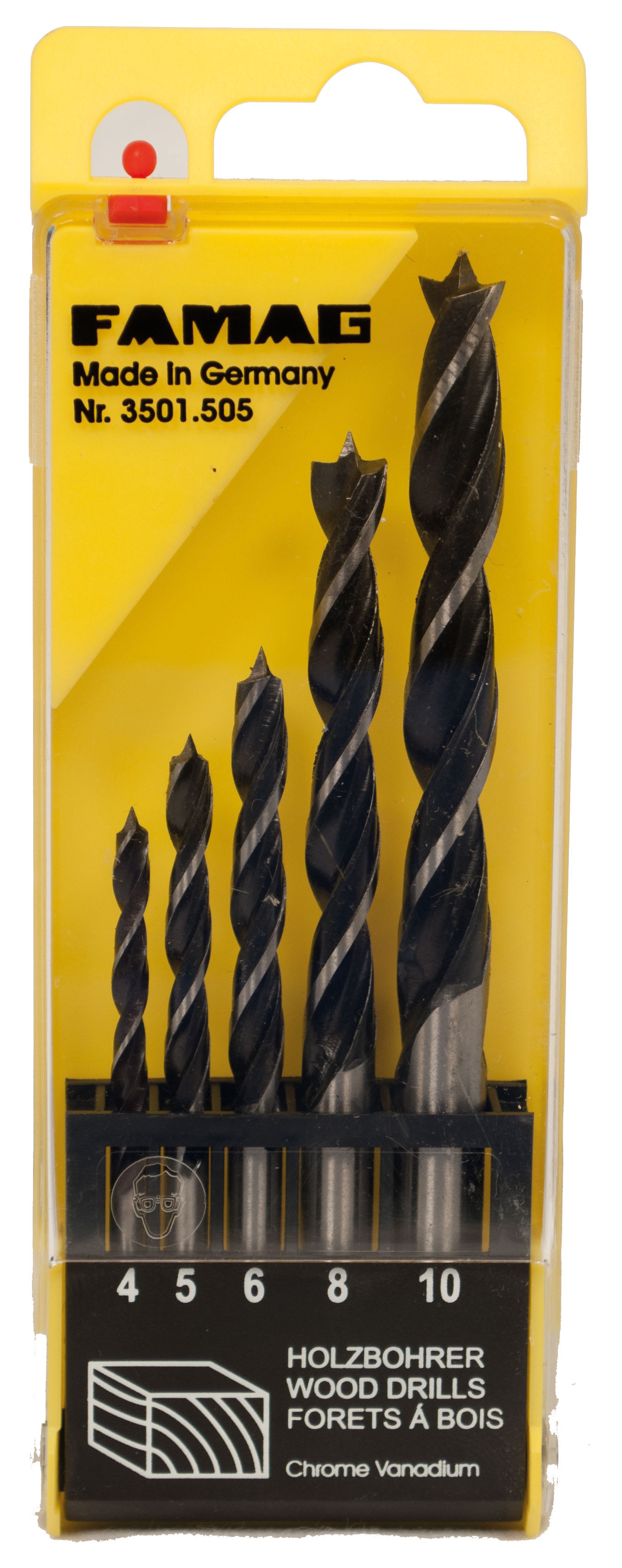 Maschinen-Holzspiralbohrersatz CV 5-tlg., in Kunststoffdose